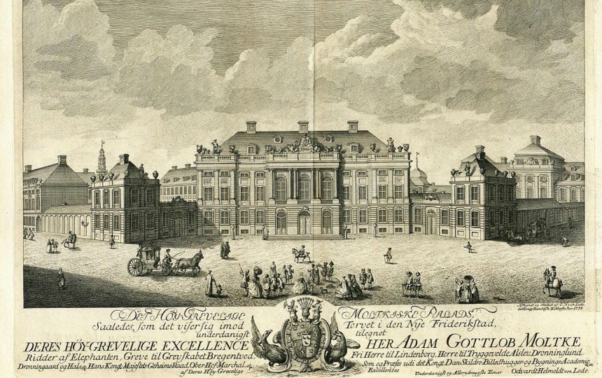 Kobberstik af rokokopalæ