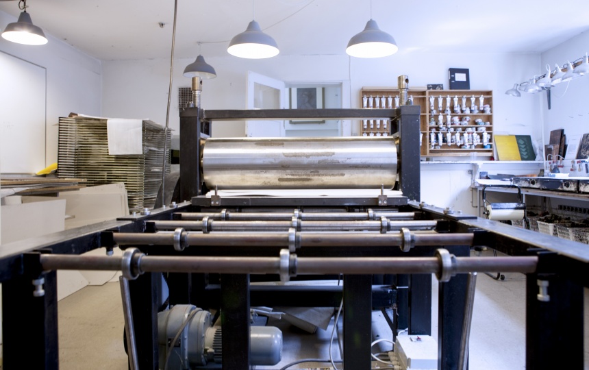 Presse på Laboratoriet for Dybtryk, Højtryk og Litografi